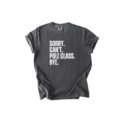 Sorry. Can't. Pole Class. Bye.
