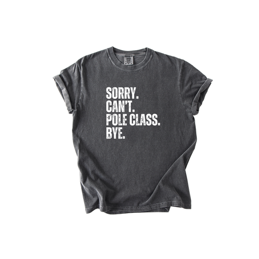 Sorry. Can't. Pole Class. Bye.
